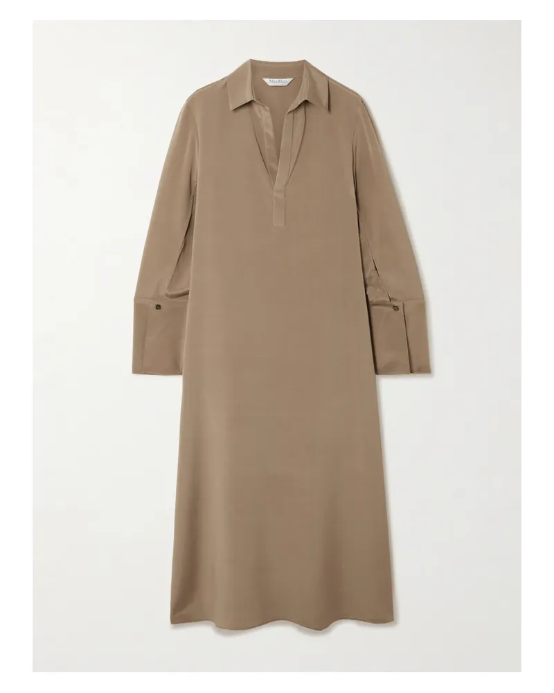 Max Mara Ossola Hemdblusenkleid Aus Einer Seidenmischung - Braun Braun