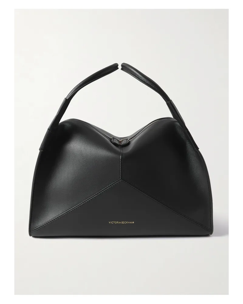 Victoria Beckham Plié Paneled Leather Tote - Black Black