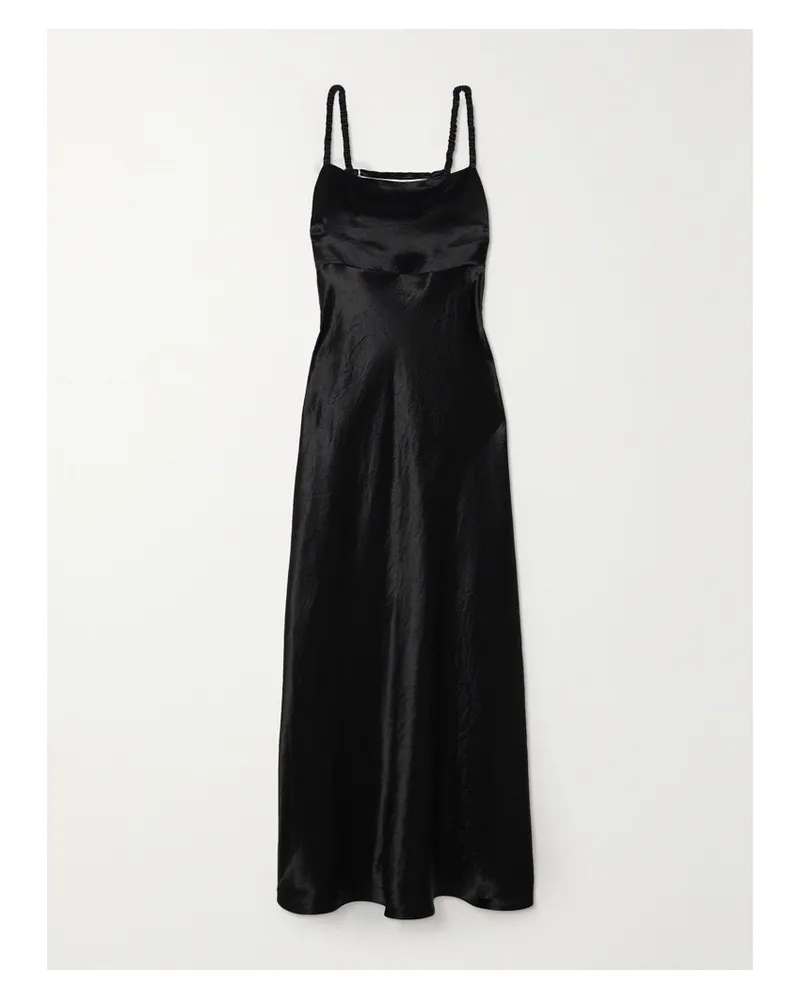 Max Mara Leisure Baden Maxikleid Aus Satin In Knitteroptik - Schwarz Schwarz