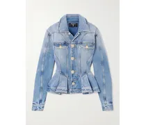 Jeansjacke Mit Falten Und Schößchen - Blau