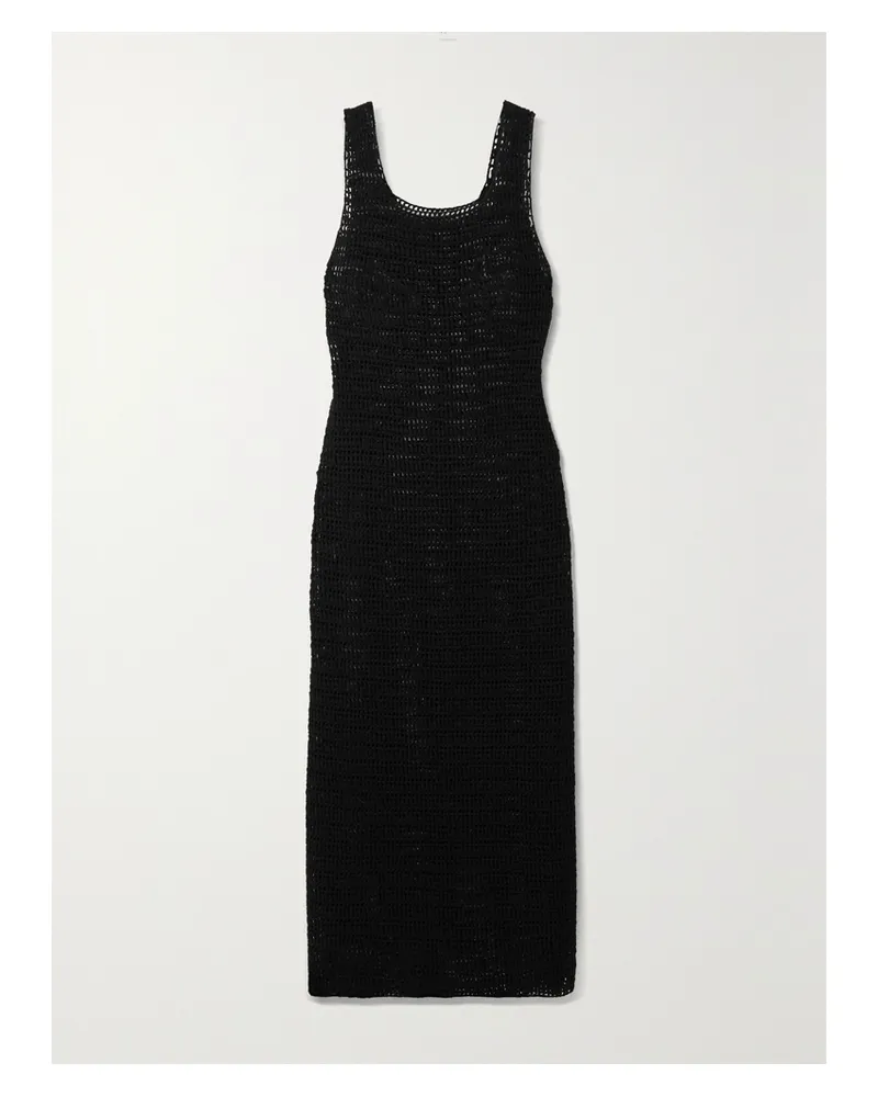 Le Kasha 1918 Net Sustain Shali Gehäkeltes Maxikleid Aus Bioleinen - Schwarz Schwarz