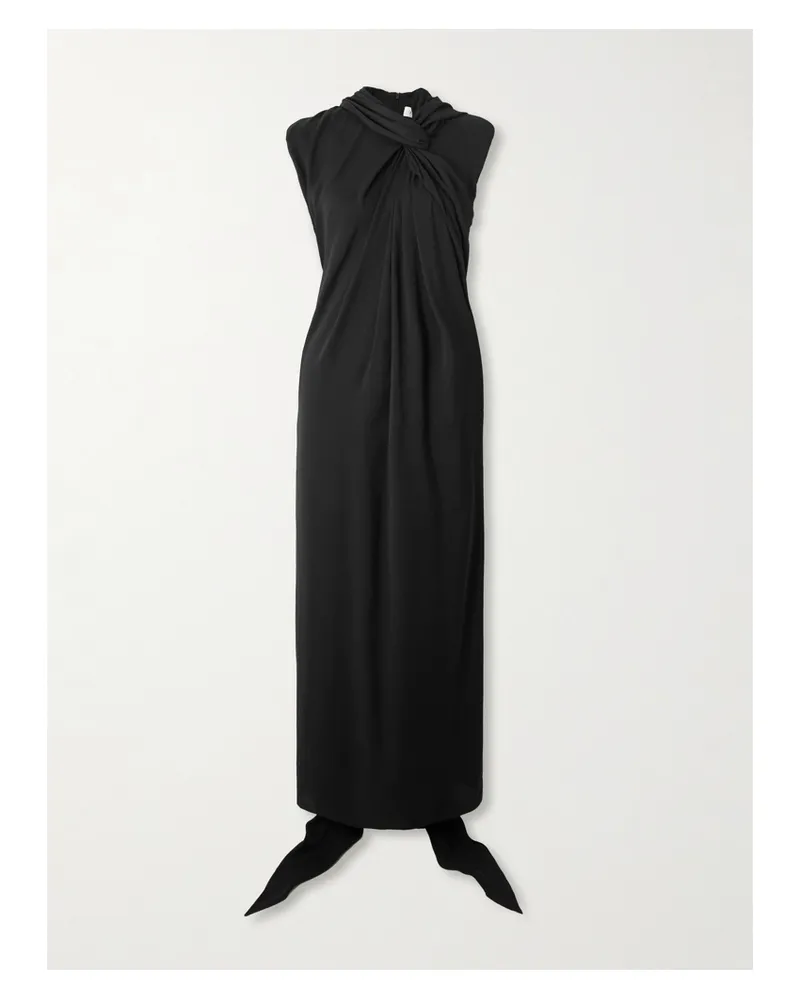 Lanvin Maxikleid Aus Crêpe De Chine Mit Raffungen - Schwarz Schwarz