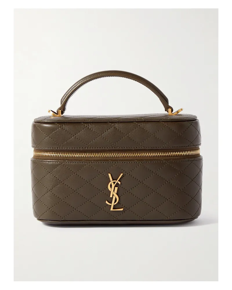 Saint Laurent Gaby Vanity Mini Quilted Leather Shoulder Bag - Green Green