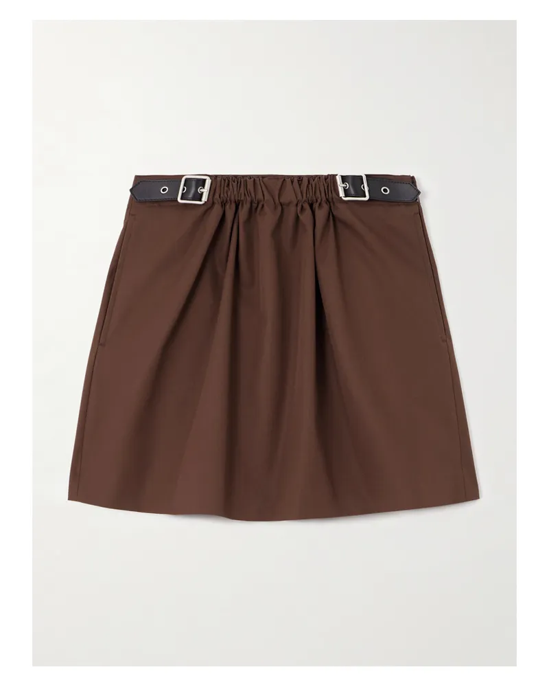 Loewe Minirock Aus Twill Aus Einer Baumwoll-seidenmischung Mit Lederbesätzen - Braun Braun