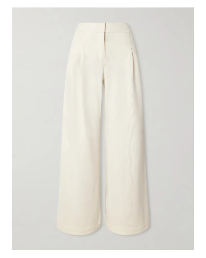 Proenza Schouler Rosalie Pleated Corduroy Wide-leg Pants - Off-white Off-white