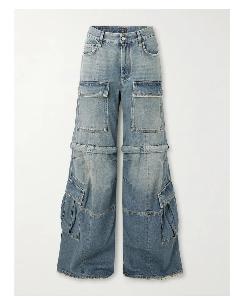 Balenciaga Mid-rise Wide-leg Cargo Jeans - Blue Blue