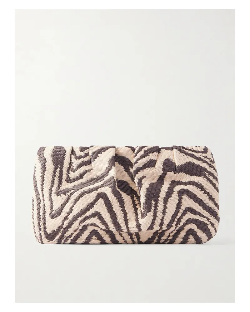 Loeffler Randall Serena Zebra-jacquard Woven Clutch - Brown Brown