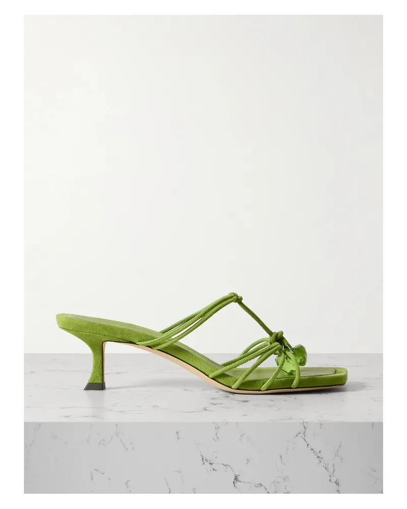 Jimmy Choo Jemma 50 Mules Aus Veloursleder Mit Kristallen - Grün Grün