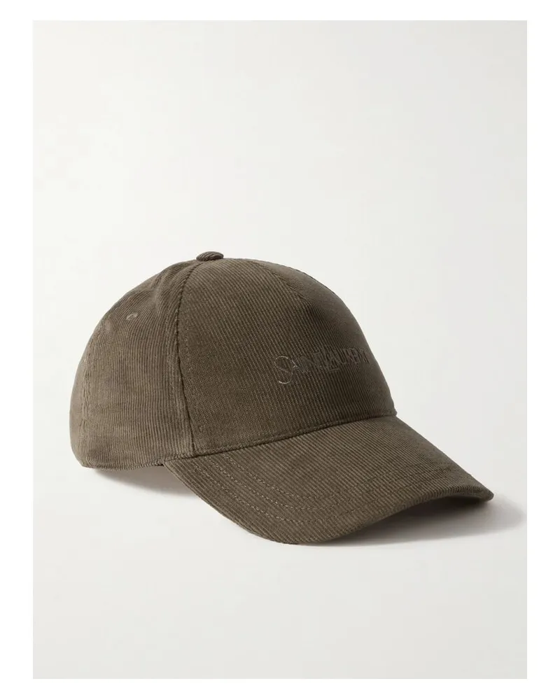 Saint Laurent Baseballkappe Aus Baumwollcord Mit Stickerei - Grün Grün