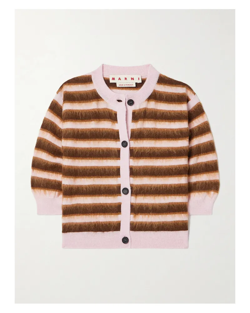 Marni Gestreifter Cardigan Aus Wolle Mit Einsätzen Aus Einer Mohairmischung - Pink Pink
