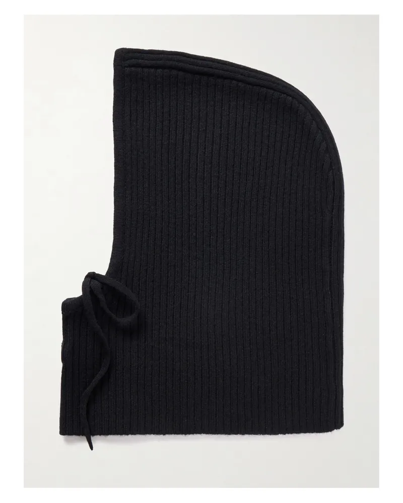 Yves Salomon Ribbed Wool And Cashmere-blend Snood - Black Black
