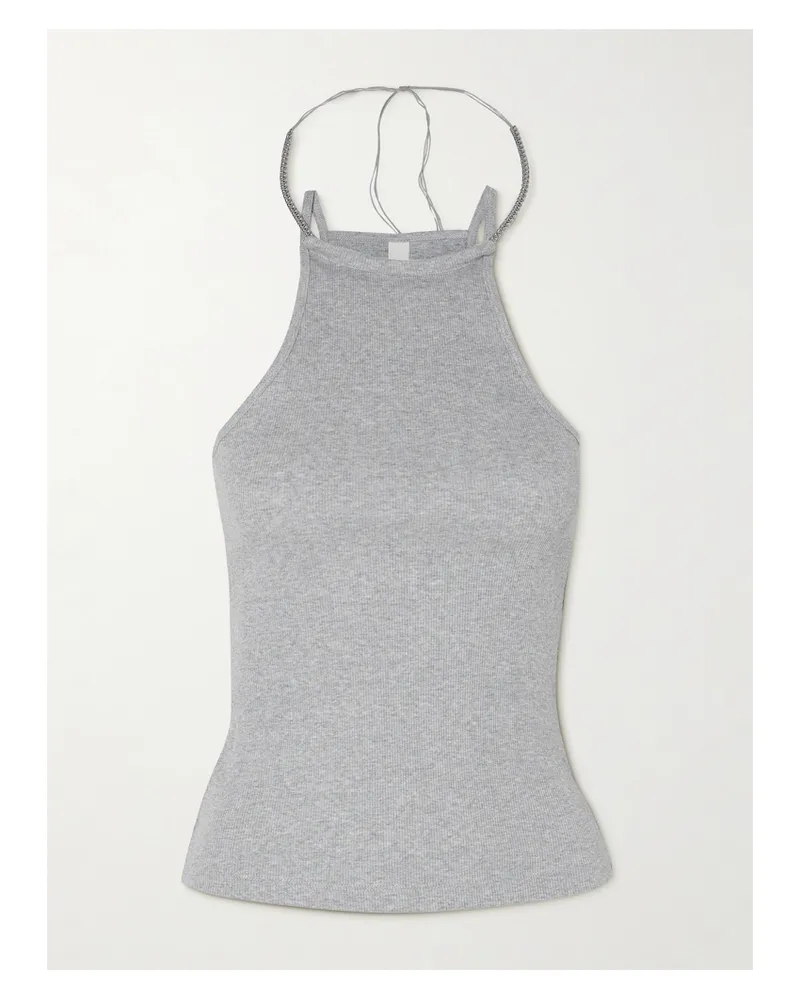Dion Lee Barball Tanktop Aus Geripptem Biobaumwoll-jersey Mit Zierperlen - Grau Grau