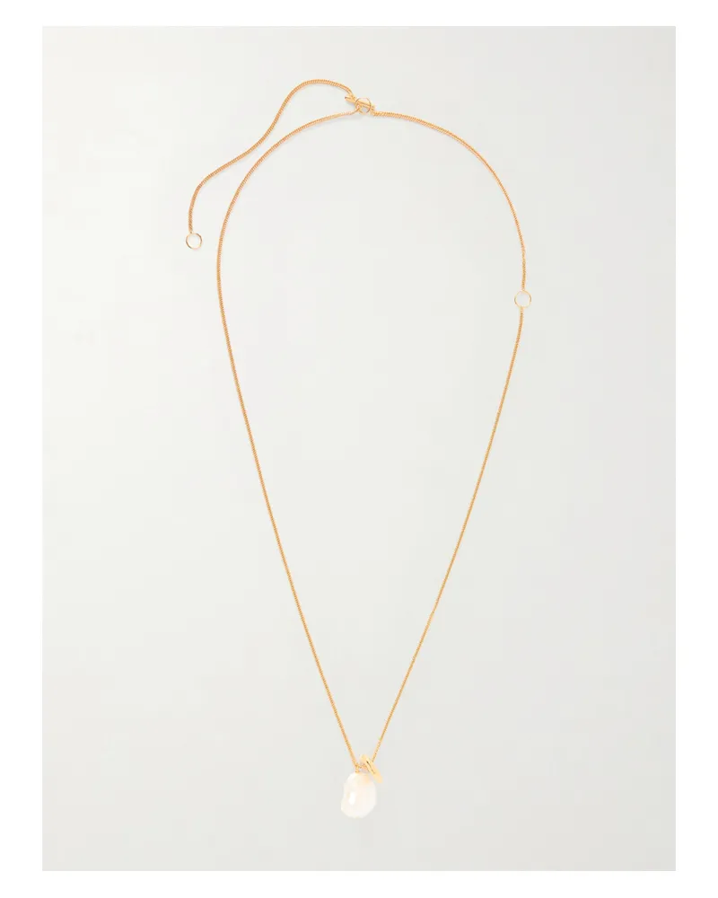 Jil Sander Goldfarbene Kette Mit Perle Gold