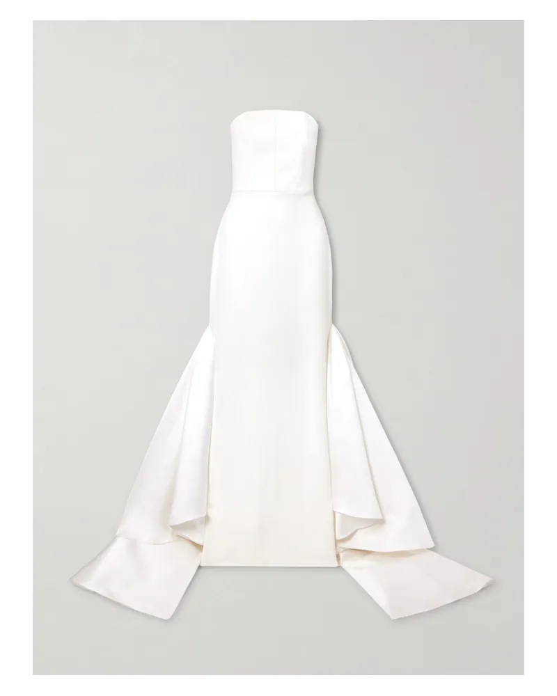 Solace London Jodi Trägerlose Robe Aus Crêpe Und Glänzendem Twill - Wollweiß Wollweiß