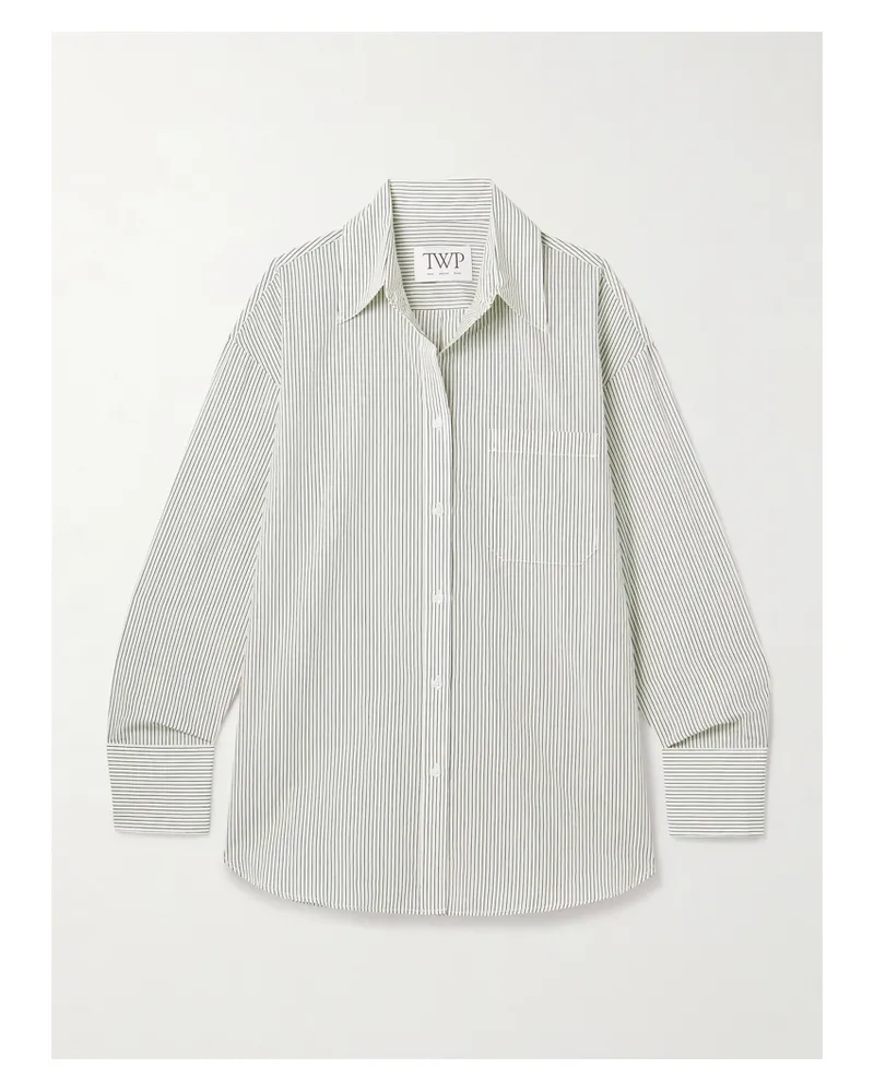 TWP Big Joe Oversized-hemd Aus Einer Gestreiften Baumwollmischung - Elfenbein Elfenbein