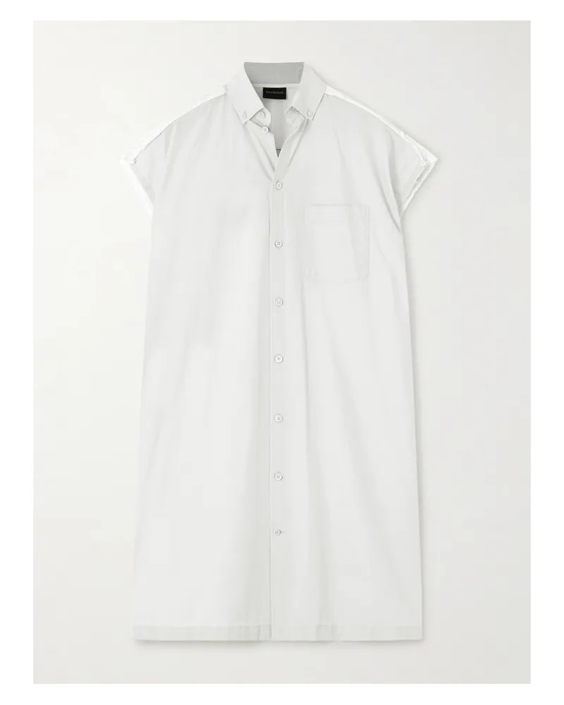 Balenciaga Paneled Cotton-poplin Shirt Dress - White White