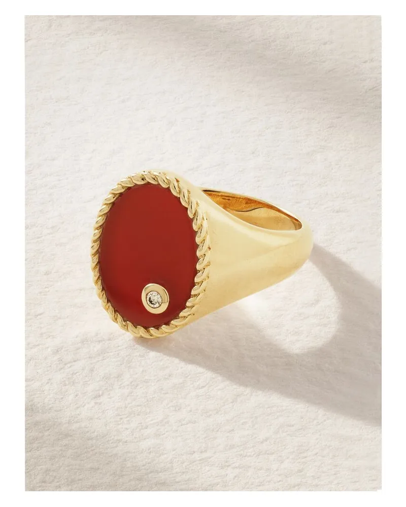 Yvonne Léon Ring Aus 9 Karat Gold Mit Achat Und Diamant Gold