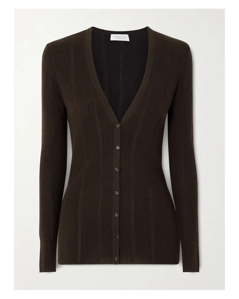 Gabriela Hearst Lillian Cardigan Aus Wolle In Pointelle-strick - Braun Braun