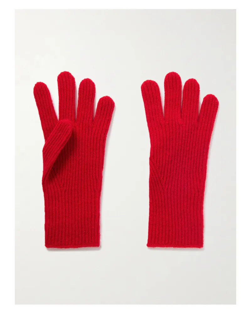 Totême Ribbed Cashmere Gloves - Red Red