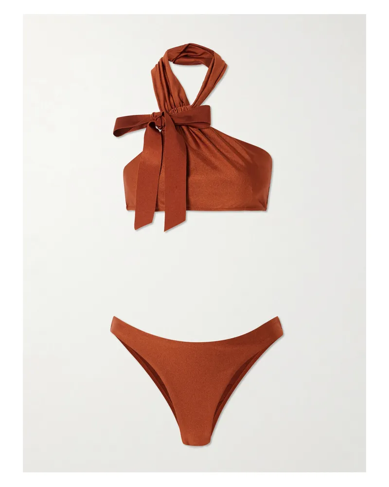 Zimmermann Awaken Bow-detailed Halterneck Bikini - Red Red