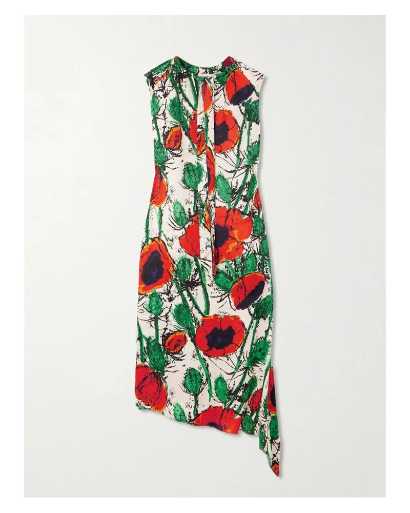 Wales Bonner Calypso Asymmetrisches Kleid Aus Twill Mit Blumenprint - Rot Rot