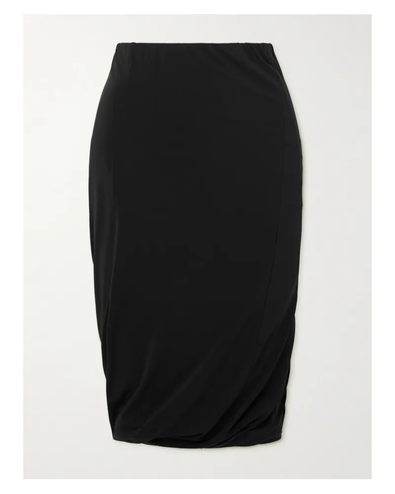 Jil Sander Midirock Aus Stretch-jersey Mit Raffungen - Schwarz Schwarz