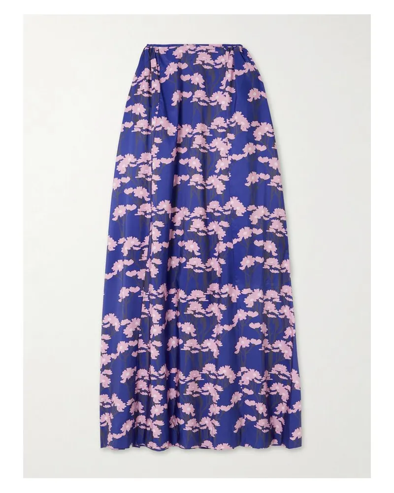 BERNADETTE Elle Maxirock Aus Taft Mit Blumenprint - Blau Blau