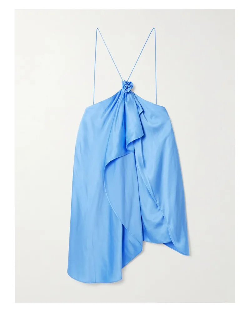 Acne Studios Neckholder-oberteil Aus Satin Mit Raffungen - Blau Blau