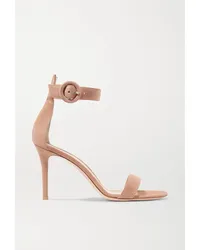 Gianvito Rossi Portofino 85 Sandalen aus Veloursleder Neutral