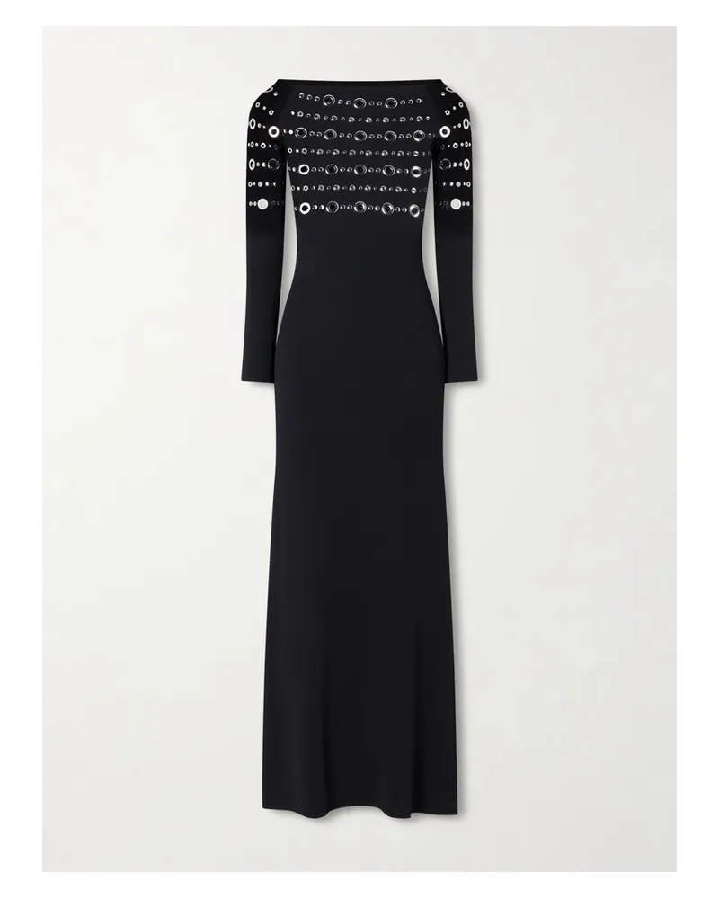 Paco Rabanne Eyelet-embellished Jersey Midi Dress - Black Black