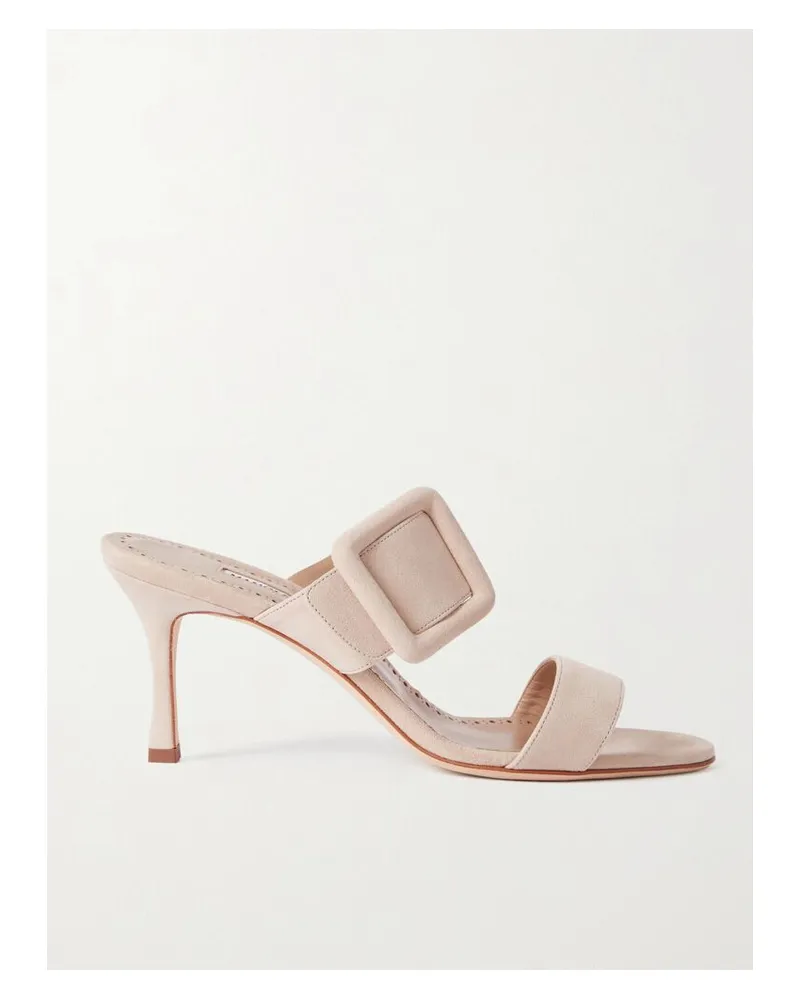 Manolo Blahnik Gable 70 Mules Aus Veloursleder Mit Schnalle - Neutral Neutral