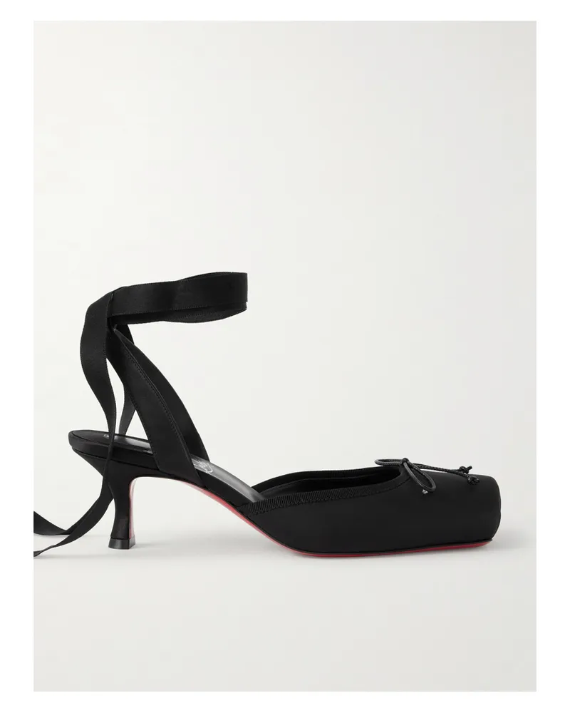 Christian Louboutin Cassia 55 Pumps Aus Glänzendem Crêpe Mit Ripsband Und Schleife - Schwarz Schwarz