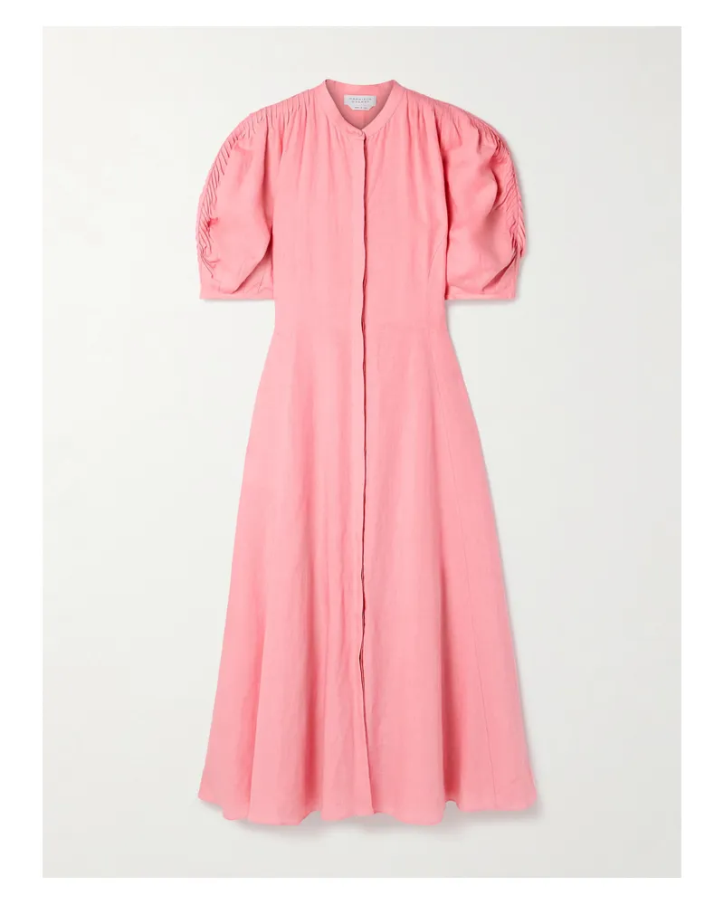 Gabriela Hearst Arabella Midikleid Aus Leinen Mit Biesen - Pink Pink