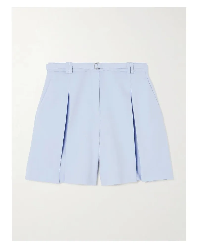 Another Tomorrow Shorts Aus Crêpe Mit Falten Und Gürtel - Blau Blau