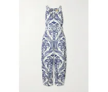 Jumpsuit Aus Einer Bedruckten Mischung Aus Leinen Und Lenzing™-ecovero™ Mit Gürtel - Blau