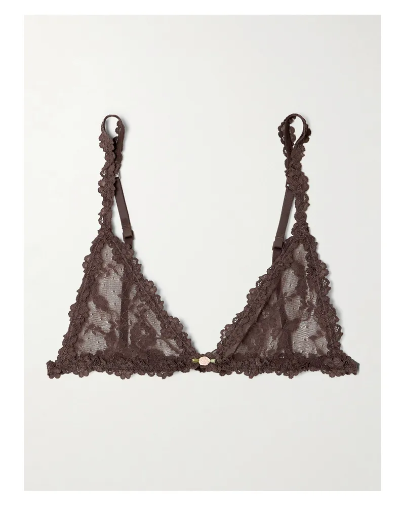 SKIMS Stretch Lace Triangle Bralette – Espresso – Triangel-bh - Braun Braun
