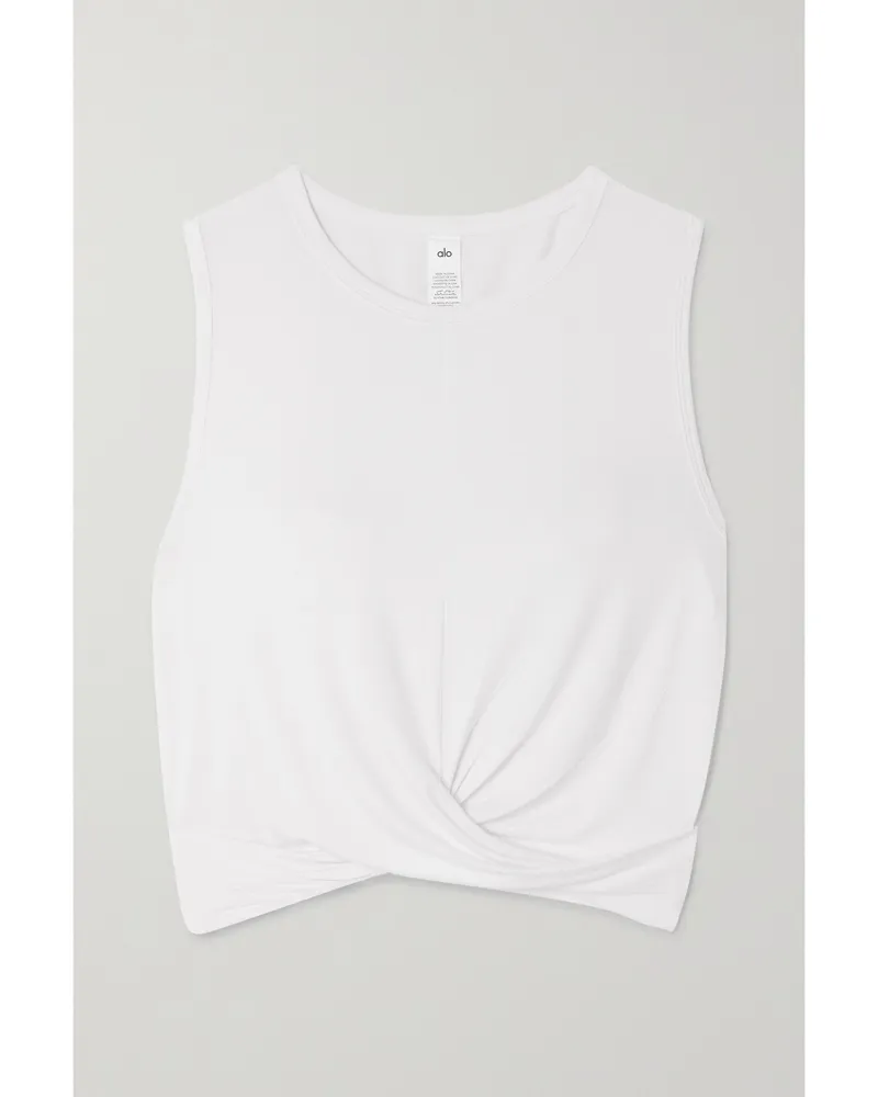alo Cover Verkürztes Tanktop Aus Stretch-jersey Mit Twist-detail - Weiß Weiß