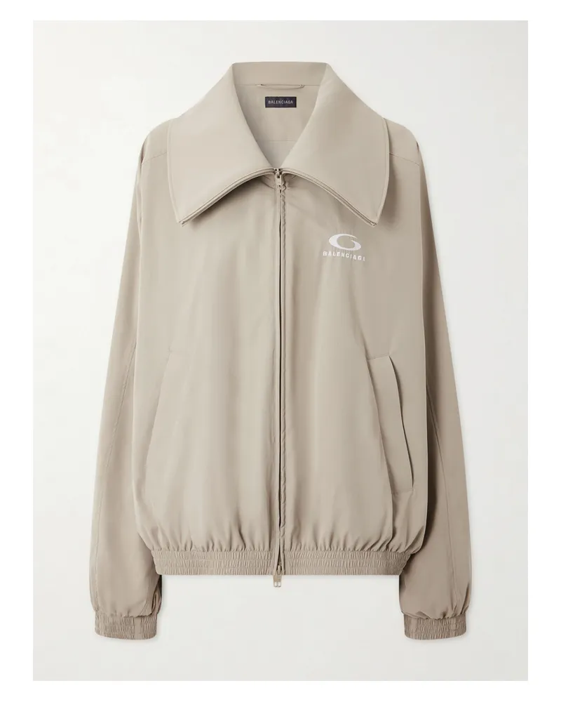 Balenciaga Oversized Embroidered Shell Track Jacket - Neutrals Neutrals
