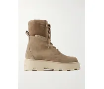 Aurea Schnürstiefel Aus Veloursleder - Braun