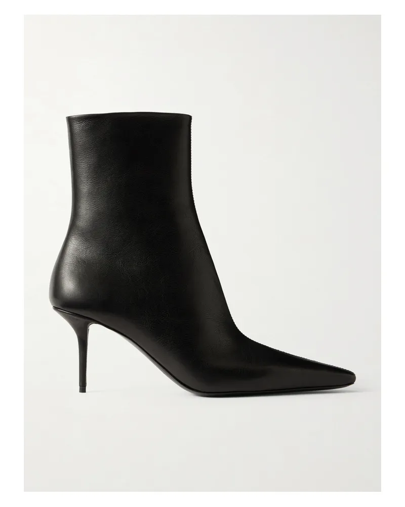 Saint Laurent Ashley Leather Ankle Boots - Black Black