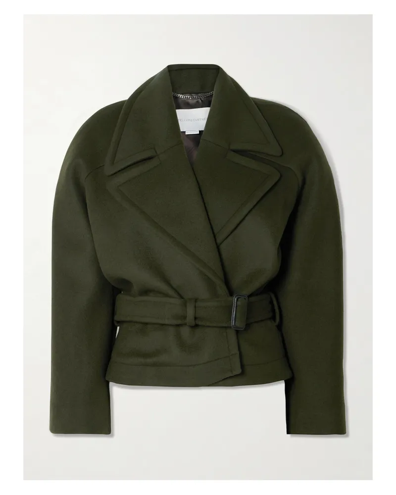 Stella McCartney Doppelreihige Wolljacke Mit Gürtel - Grün Grün