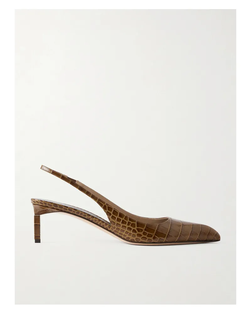 Tom Ford Croc-effect Leather Slingback Pumps - Brown Brown