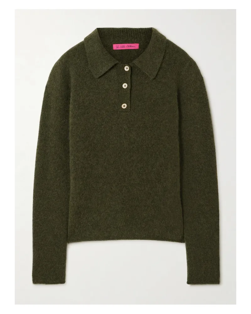 The Elder Statesman Cashmere Polo Sweater - Green Green