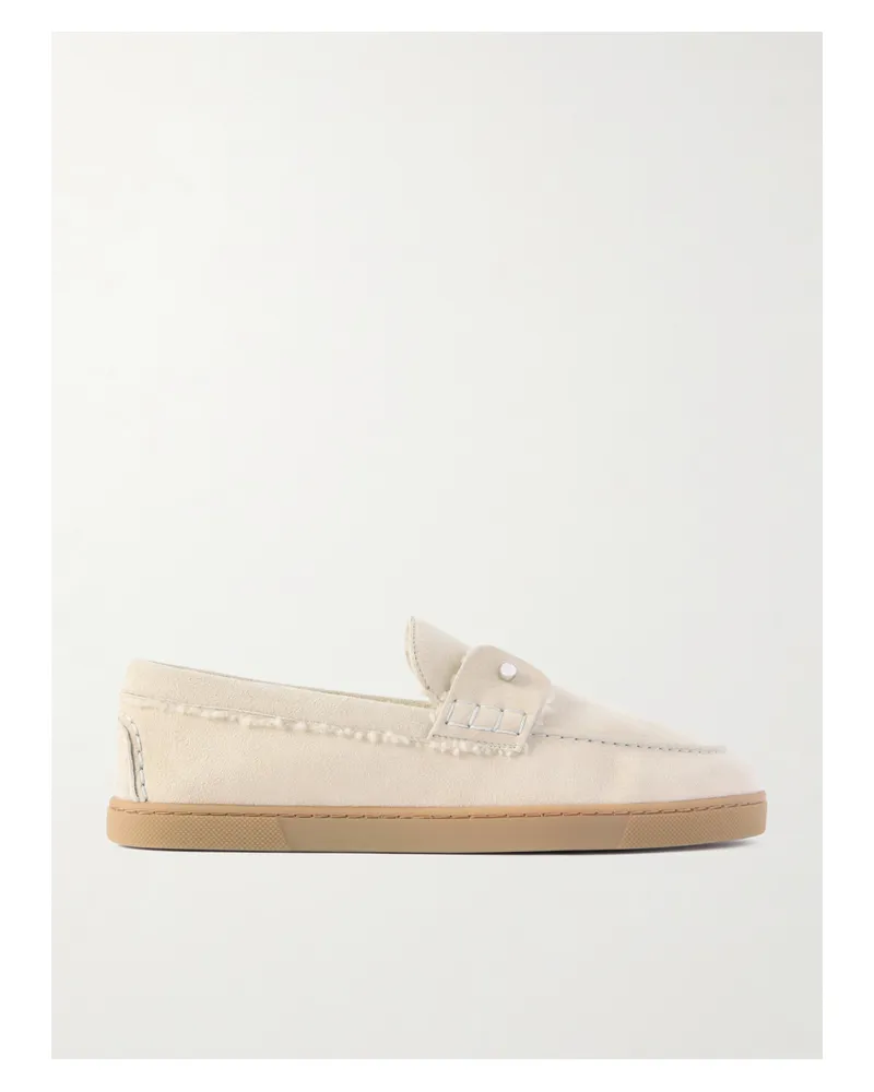 Christian Louboutin Chambeliboat Shearling-lined Suede Loafers - Neutrals Neutrals