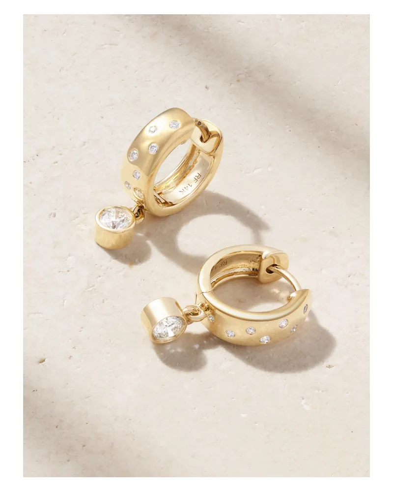 Roxanne First Polka-dot Drop Creolen Aus 14 Karat Gold Mit Diamanten Gold