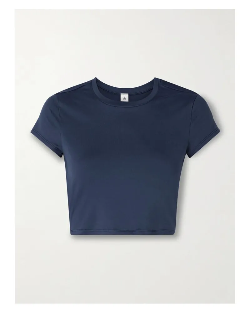 alo Finesse Verkürztes T-shirt Aus Alosoft-jersey - Blau Blau