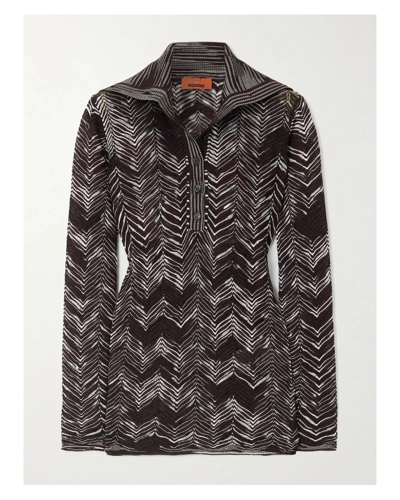 Missoni Pullover Aus Häkelstrick Aus Einer Wollmischung Mit Streifen - Braun Braun