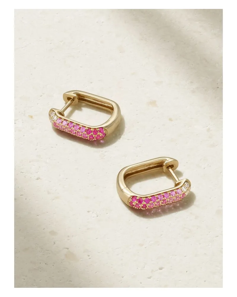 Roxanne First Creolen Aus 14 Karat Gold Mit Saphiren - Pink Pink