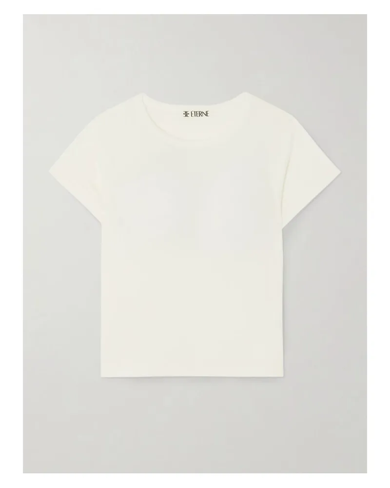 ÉTERNE Short Sleeve Baby Tee Verkürztes T-shirt Aus Jersey Aus Einer Baumwoll-modalmischung - Elfenbein Elfenbein