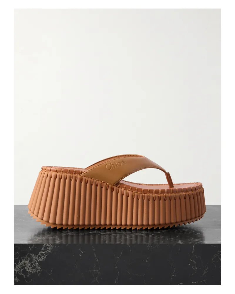 Chloé Nama Zehensandalen Aus Leder Mit Plateau - Braun Braun
